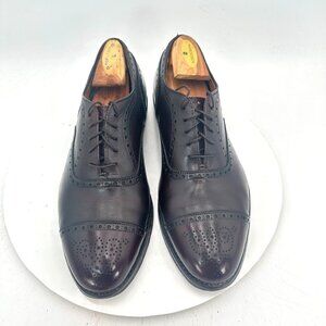 Alden Men Size 10 Dark Brown Leather Cap Toe Brogue Lace Up Oxford Dress Shoes